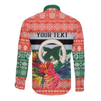 Personalised Penama Joyeux Noel Long Sleeve Button Shirt Proud To Be a Ni-Van Sand Drawing Art - Polynesian Pride