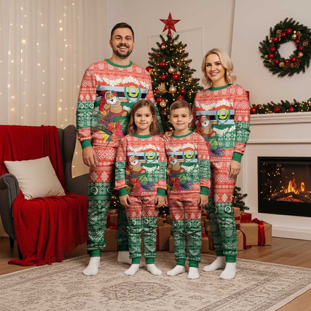 Personalised Penama Joyeux Noel Christmas Pajama Set Proud To Be a Ni-Van Sand Drawing Art - Polynesian Pride
