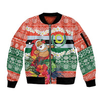 Personalised Penama Joyeux Noel Sleeve Zip Bomber Jacket Proud To Be a Ni-Van Sand Drawing Art - Polynesian Pride