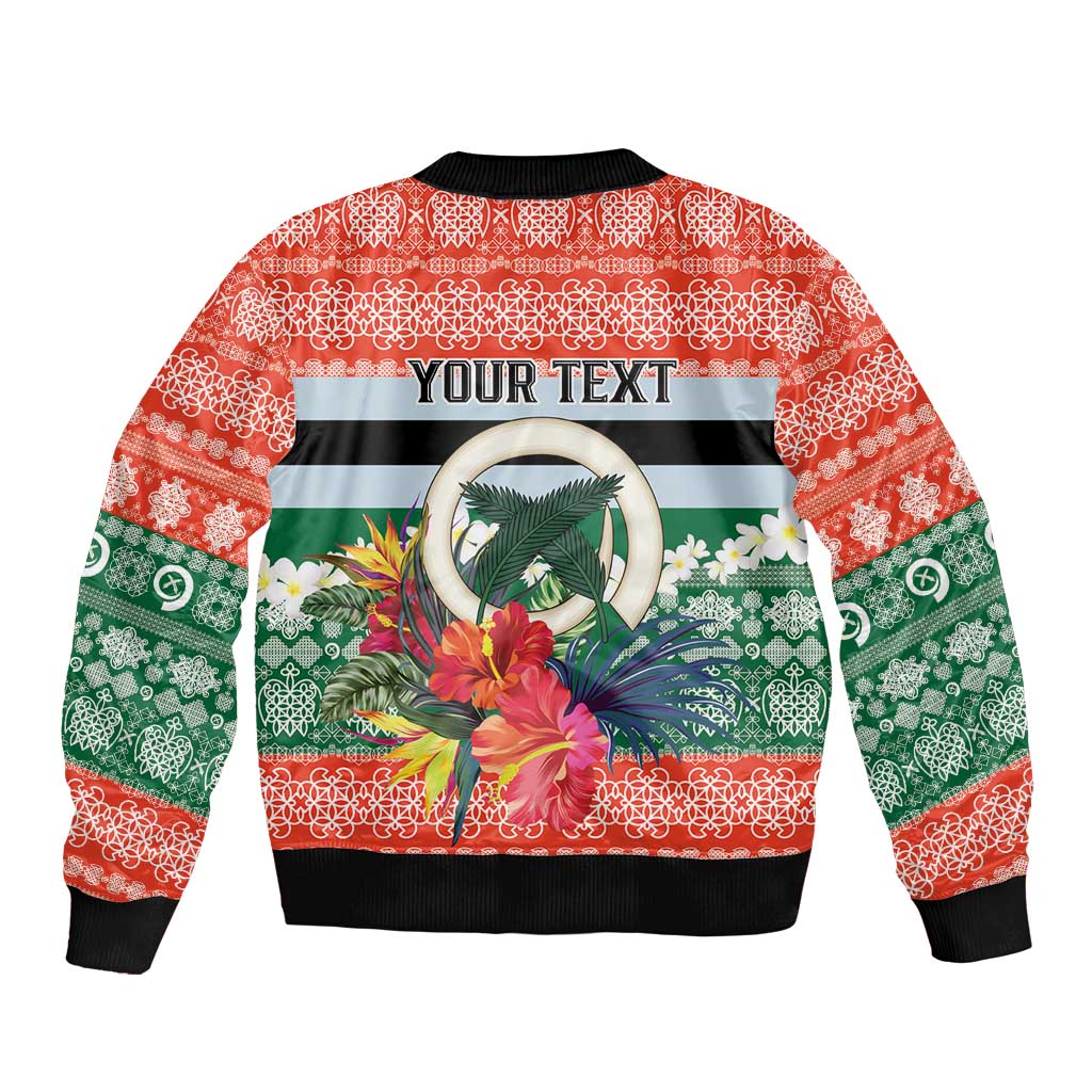 Personalised Penama Joyeux Noel Sleeve Zip Bomber Jacket Proud To Be a Ni-Van Sand Drawing Art - Polynesian Pride