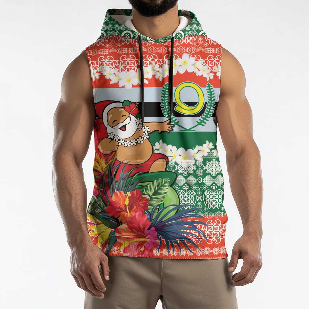 Personalised Penama Joyeux Noel Sleeveless Hoodie Proud To Be a Ni-Van Sand Drawing Art - Polynesian Pride