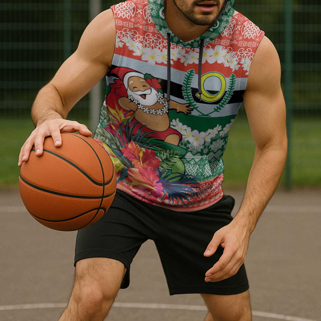 Personalised Penama Joyeux Noel Sleeveless Hoodie Proud To Be a Ni-Van Sand Drawing Art - Polynesian Pride