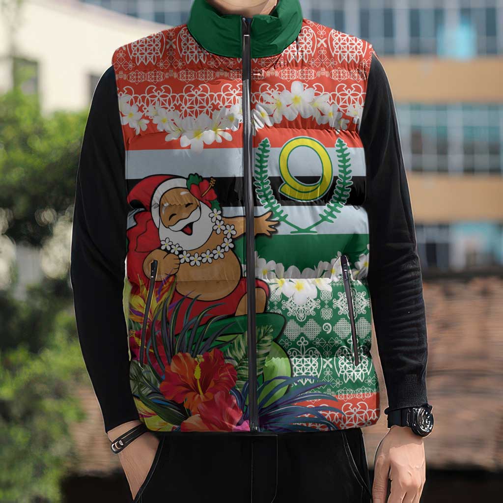 Personalised Penama Joyeux Noel Sleeveless Puffer Jacket Proud To Be a Ni-Van Sand Drawing Art - Polynesian Pride