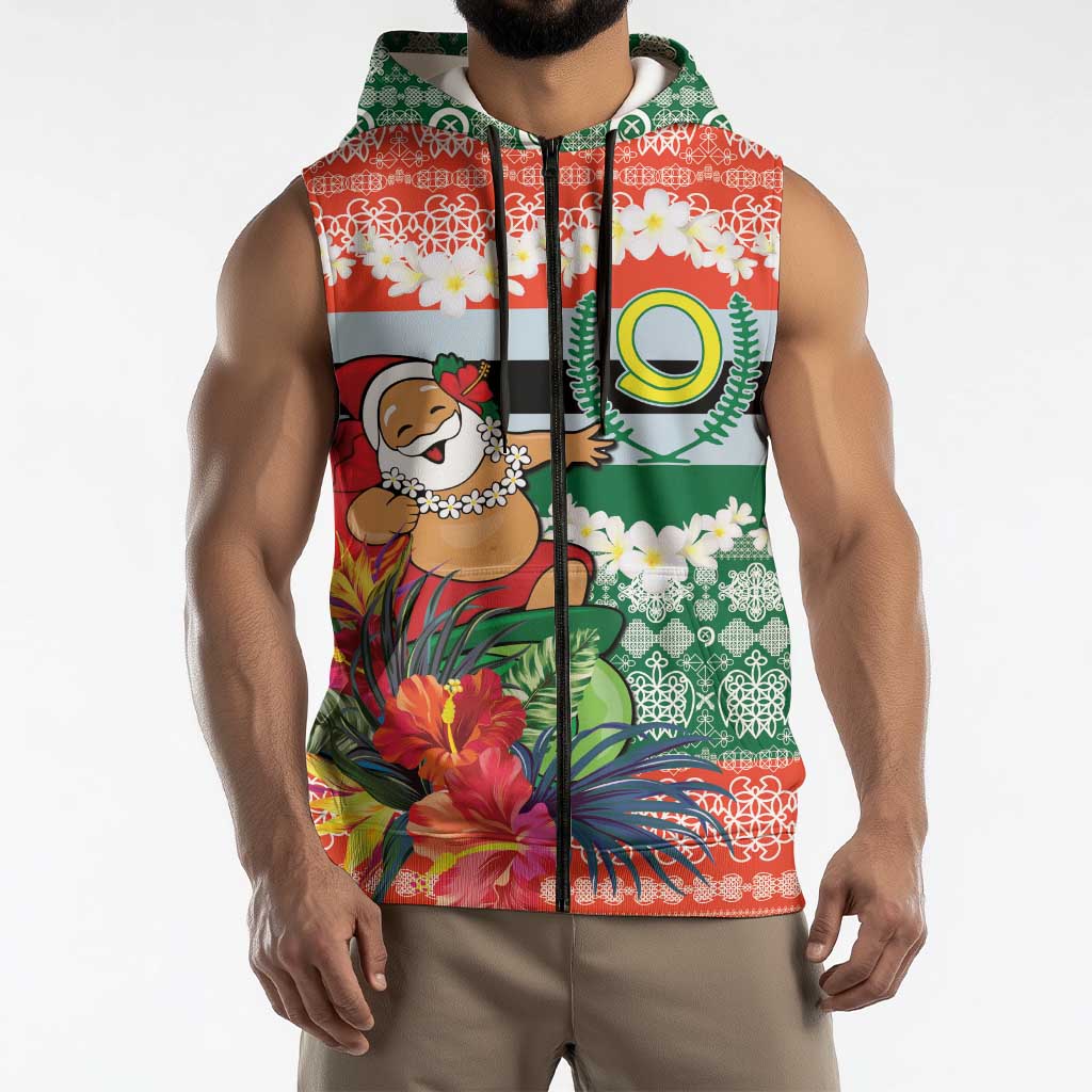 Personalised Penama Joyeux Noel Sleeveless Zip Hoodie Proud To Be a Ni-Van Sand Drawing Art - Polynesian Pride