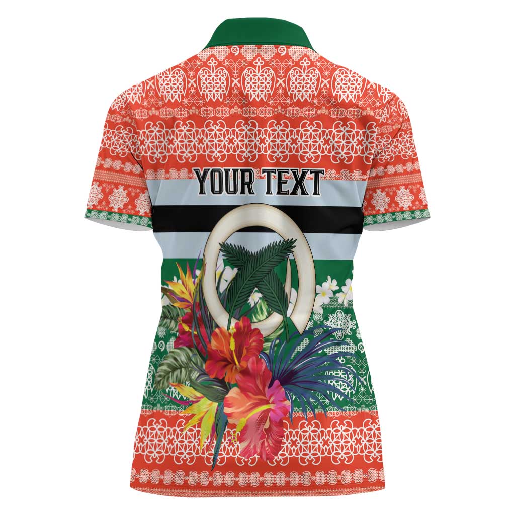 Personalised Penama Joyeux Noel Women Polo Shirt Proud To Be a Ni-Van Sand Drawing Art - Polynesian Pride