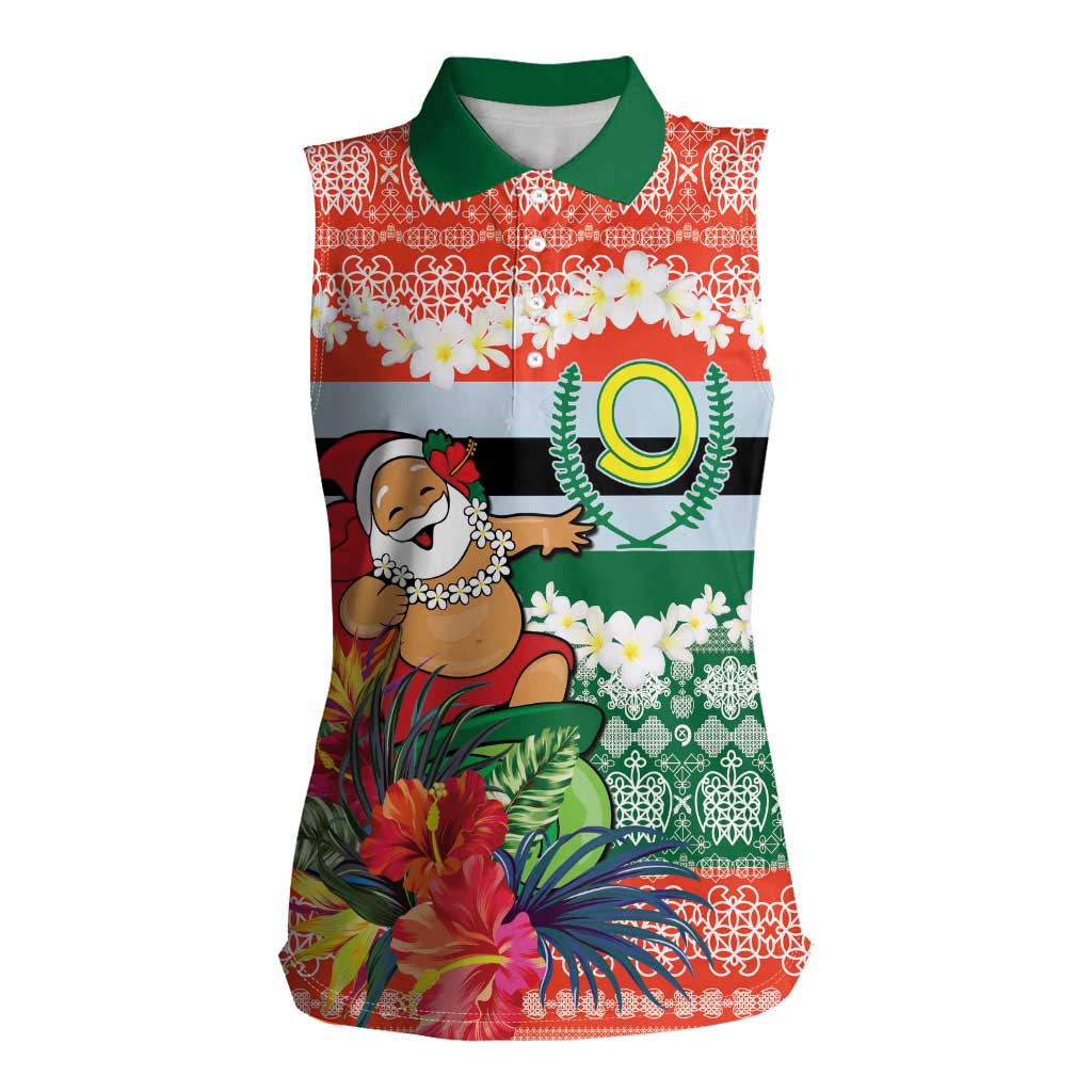 Personalised Penama Joyeux Noel Women Sleeveless Polo Shirt Proud To Be a Ni-Van Sand Drawing Art - Polynesian Pride