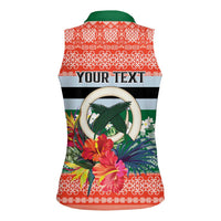 Personalised Penama Joyeux Noel Women Sleeveless Polo Shirt Proud To Be a Ni-Van Sand Drawing Art - Polynesian Pride