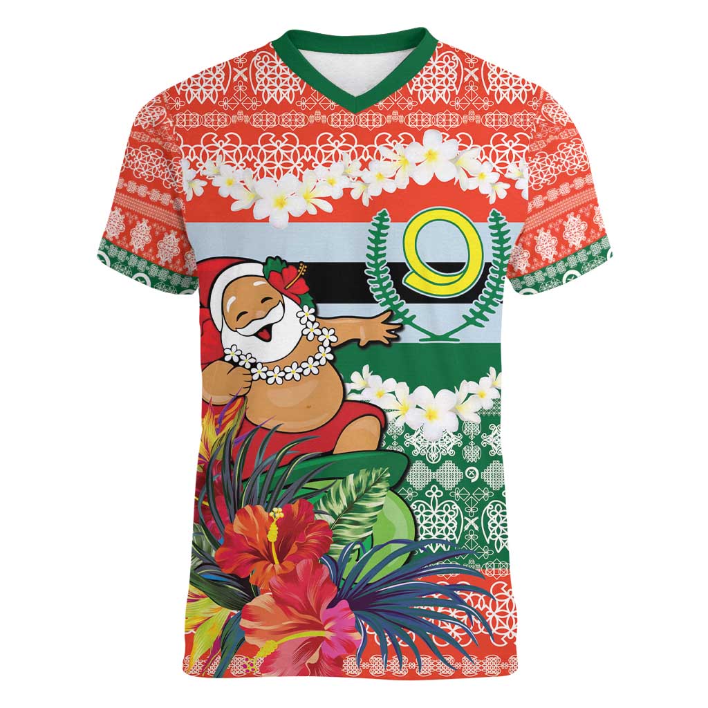 Personalised Penama Joyeux Noel Women V-Neck T-Shirt Proud To Be a Ni-Van Sand Drawing Art - Polynesian Pride