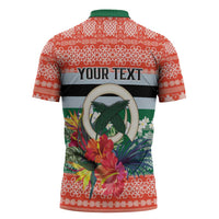Personalised Penama Joyeux Noel Zipper Polo Shirt Proud To Be a Ni-Van Sand Drawing Art LT9 - Polynesian Pride