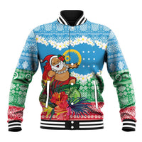 Personalised Sanma Joyeux Noel Baseball Jacket Proud To Be a Ni-Van Sand Drawing Art - Polynesian Pride