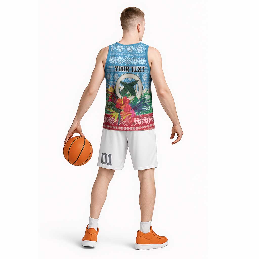 Personalised Sanma Joyeux Noel Basketball Jersey Proud To Be a Ni-Van Sand Drawing Art - Polynesian Pride