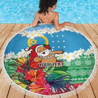 Personalised Sanma Joyeux Noel Beach Blanket Proud To Be a Ni-Van Sand Drawing Art - Polynesian Pride