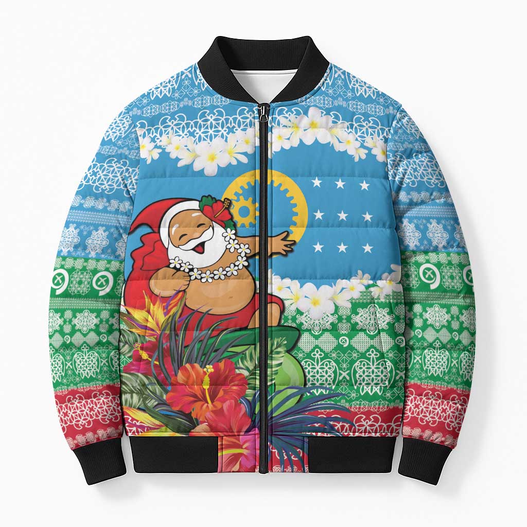 Personalised Sanma Joyeux Noel Bomber Puffer Jacket Proud To Be a Ni-Van Sand Drawing Art - Polynesian Pride