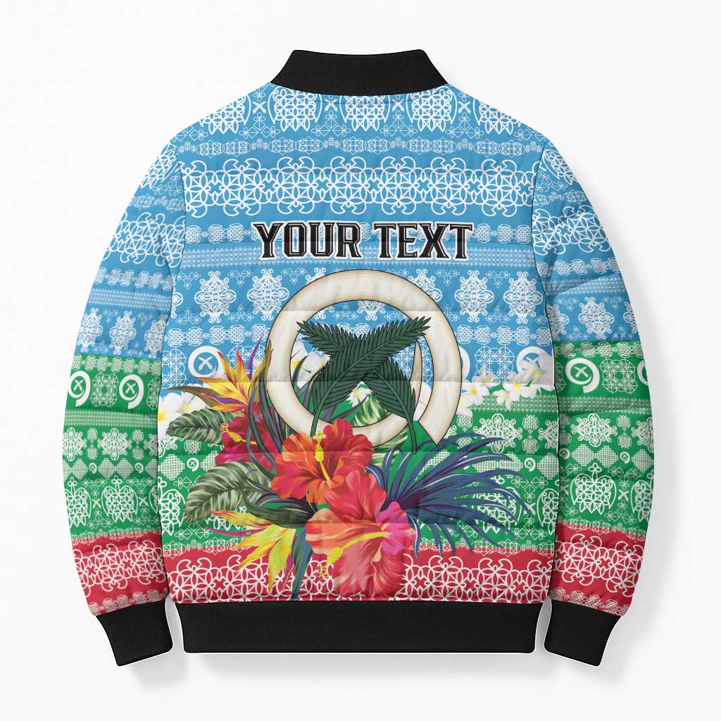 Personalised Sanma Joyeux Noel Bomber Puffer Jacket Proud To Be a Ni-Van Sand Drawing Art - Polynesian Pride