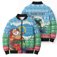 Personalised Sanma Joyeux Noel Bomber Puffer Jacket Proud To Be a Ni-Van Sand Drawing Art - Polynesian Pride