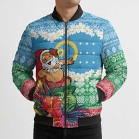 Personalised Sanma Joyeux Noel Bomber Puffer Jacket Proud To Be a Ni-Van Sand Drawing Art - Polynesian Pride