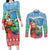 Personalised Sanma Joyeux Noel Couples Matching Long Sleeve Bodycon Dress and Long Sleeve Button Shirt Proud To Be a Ni-Van Sand Drawing Art - Polynesian Pride