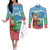 Personalised Sanma Joyeux Noel Couples Matching Off The Shoulder Long Sleeve Dress and Long Sleeve Button Shirt Proud To Be a Ni-Van Sand Drawing Art - Polynesian Pride