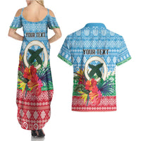 Personalised Sanma Joyeux Noel Couples Matching Summer Maxi Dress and Hawaiian Shirt Proud To Be a Ni-Van Sand Drawing Art - Polynesian Pride
