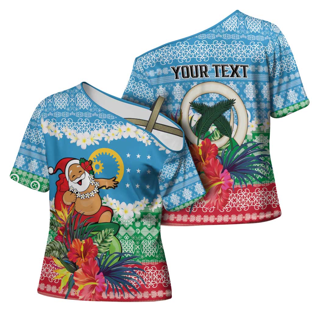 Personalised Sanma Joyeux Noel Cross Shoulder Shirt Proud To Be a Ni-Van Sand Drawing Art - Polynesian Pride