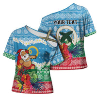 Personalised Sanma Joyeux Noel Cross Shoulder Shirt Proud To Be a Ni-Van Sand Drawing Art - Polynesian Pride