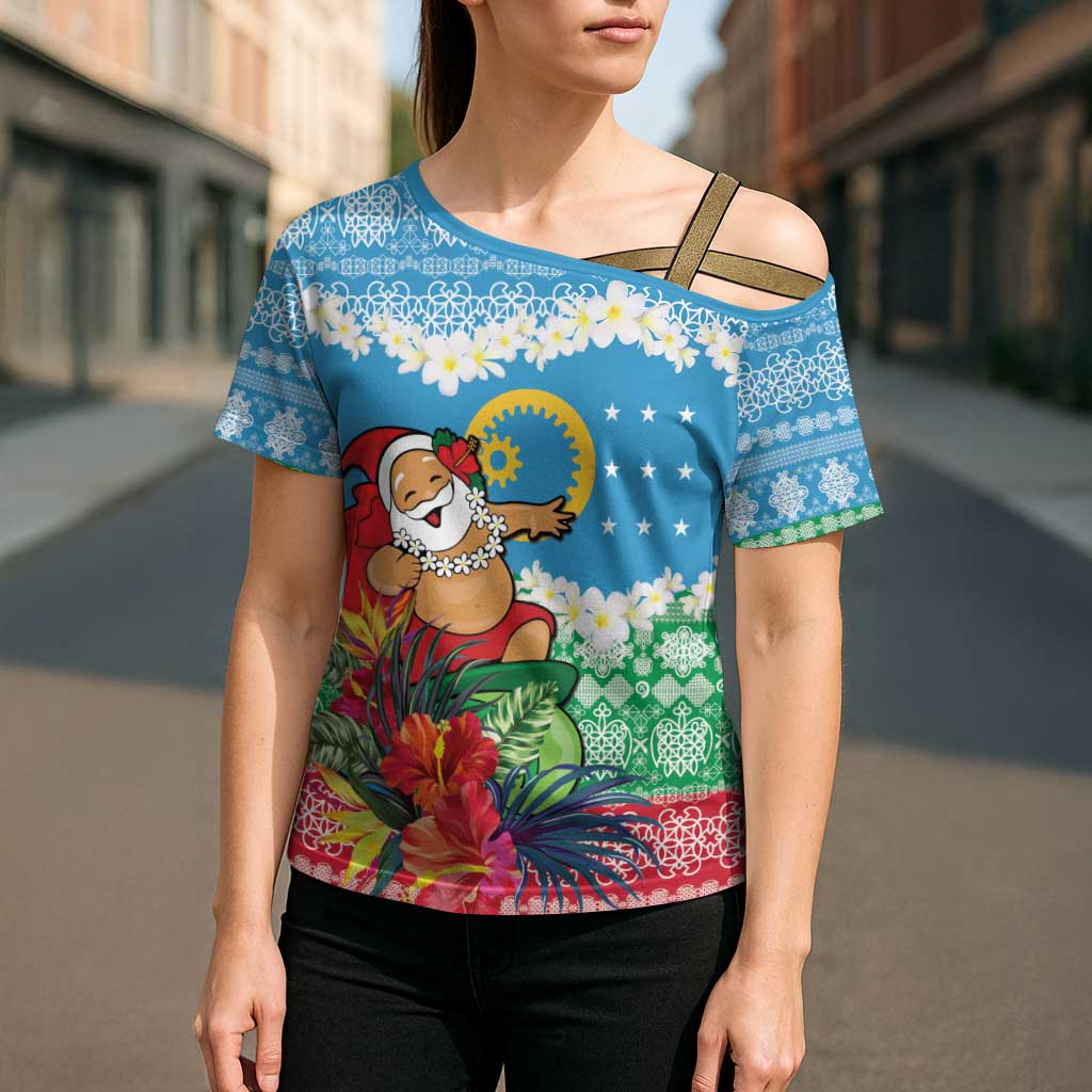 Personalised Sanma Joyeux Noel Cross Shoulder Shirt Proud To Be a Ni-Van Sand Drawing Art - Polynesian Pride