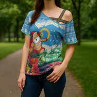 Personalised Sanma Joyeux Noel Cross Shoulder Shirt Proud To Be a Ni-Van Sand Drawing Art - Polynesian Pride