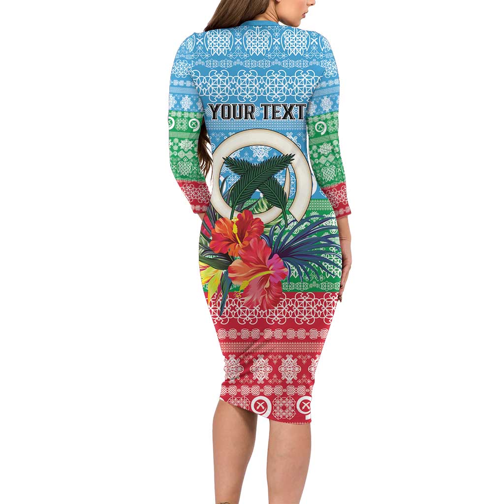 Personalised Sanma Joyeux Noel Family Matching Long Sleeve Bodycon Dress and Hawaiian Shirt Proud To Be a Ni-Van Sand Drawing Art - Polynesian Pride