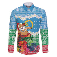 Personalised Sanma Joyeux Noel Family Matching Off Shoulder Maxi Dress and Hawaiian Shirt Proud To Be a Ni-Van Sand Drawing Art - Polynesian Pride