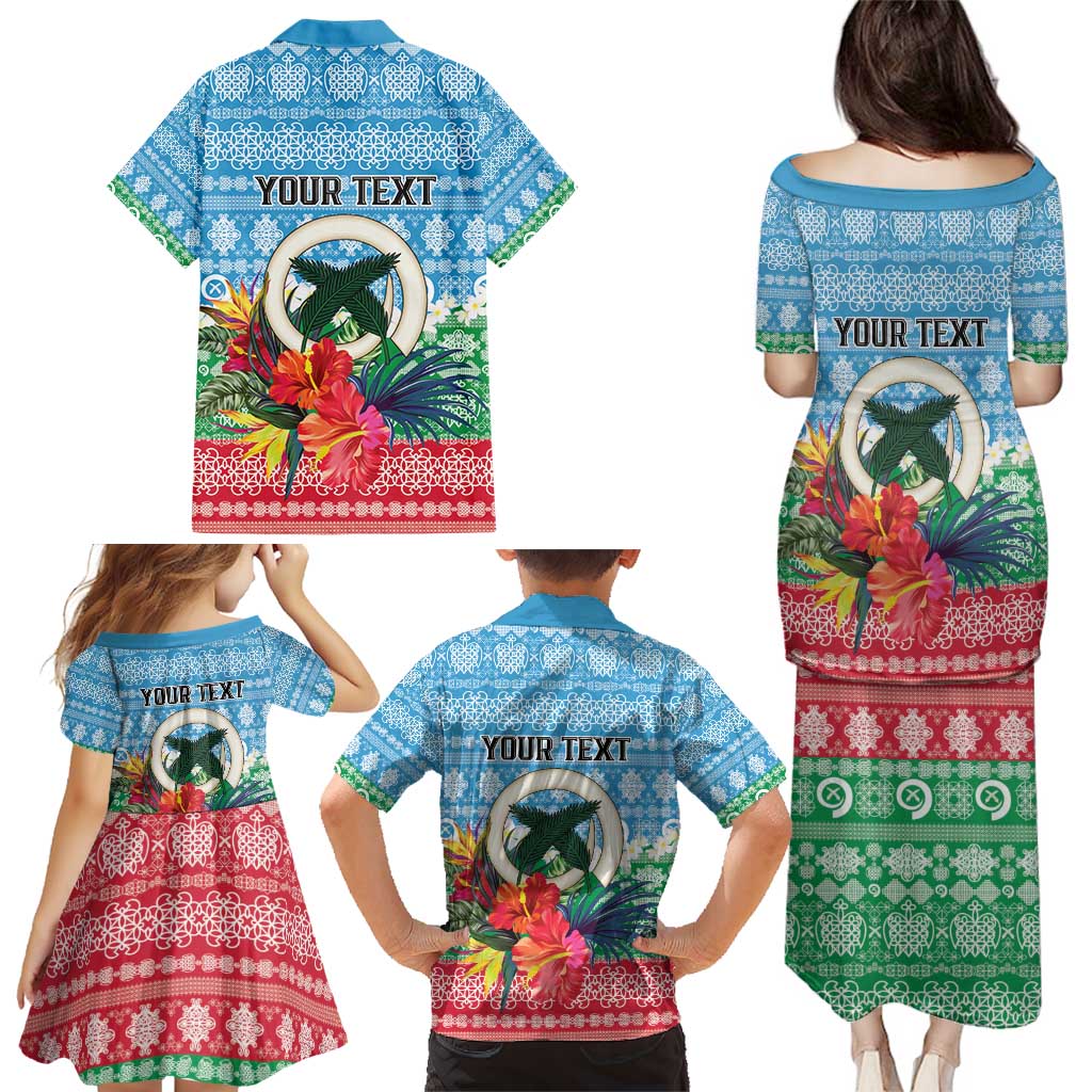 Personalised Sanma Joyeux Noel Family Matching Puletasi and Hawaiian Shirt Proud To Be a Ni-Van Sand Drawing Art - Polynesian Pride