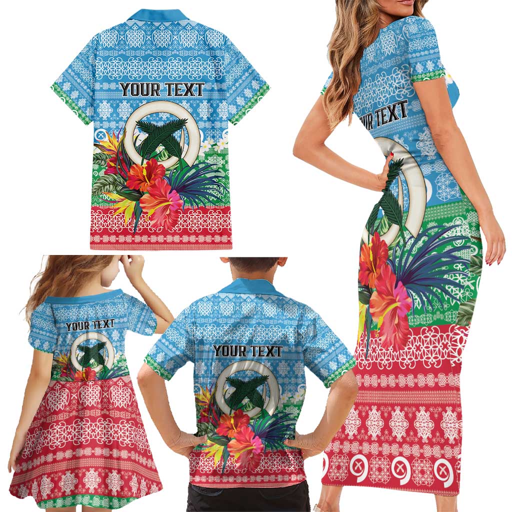 Personalised Sanma Joyeux Noel Family Matching Short Sleeve Bodycon Dress and Hawaiian Shirt Proud To Be a Ni-Van Sand Drawing Art - Polynesian Pride