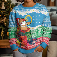 Personalised Sanma Joyeux Noel Kid Ugly Christmas Sweater Proud To Be a Ni-Van Sand Drawing Art - Polynesian Pride