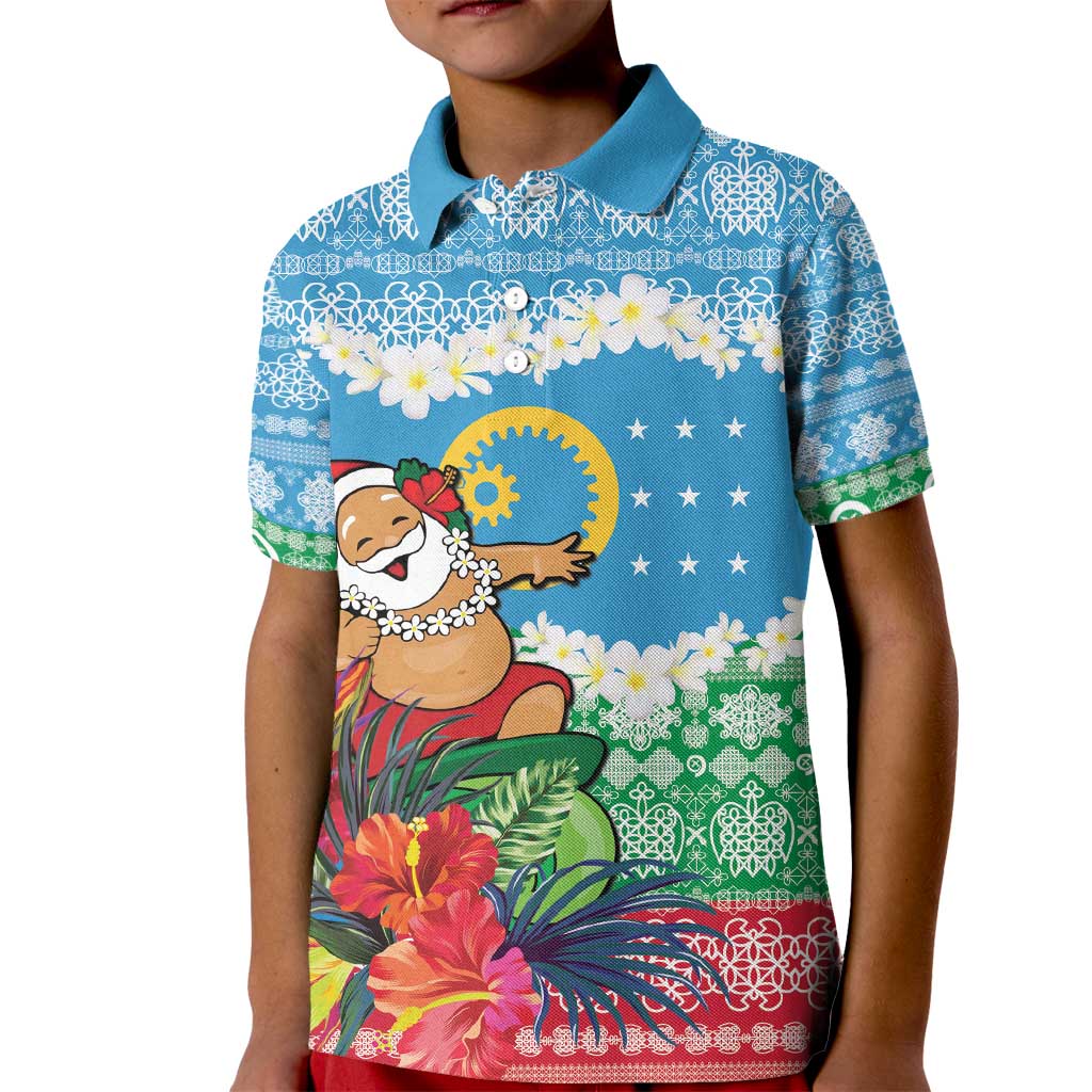 Personalised Sanma Joyeux Noel Kid Polo Shirt Proud To Be a Ni-Van Sand Drawing Art - Polynesian Pride