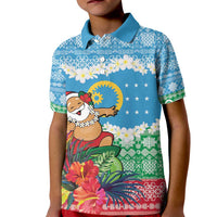 Personalised Sanma Joyeux Noel Kid Polo Shirt Proud To Be a Ni-Van Sand Drawing Art - Polynesian Pride