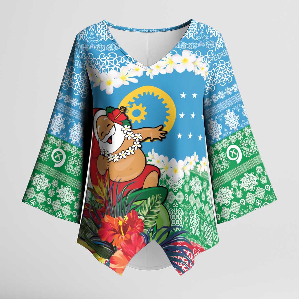 Personalised Sanma Joyeux Noel Kimono Sleeve Blouse Proud To Be a Ni-Van Sand Drawing Art - Polynesian Pride