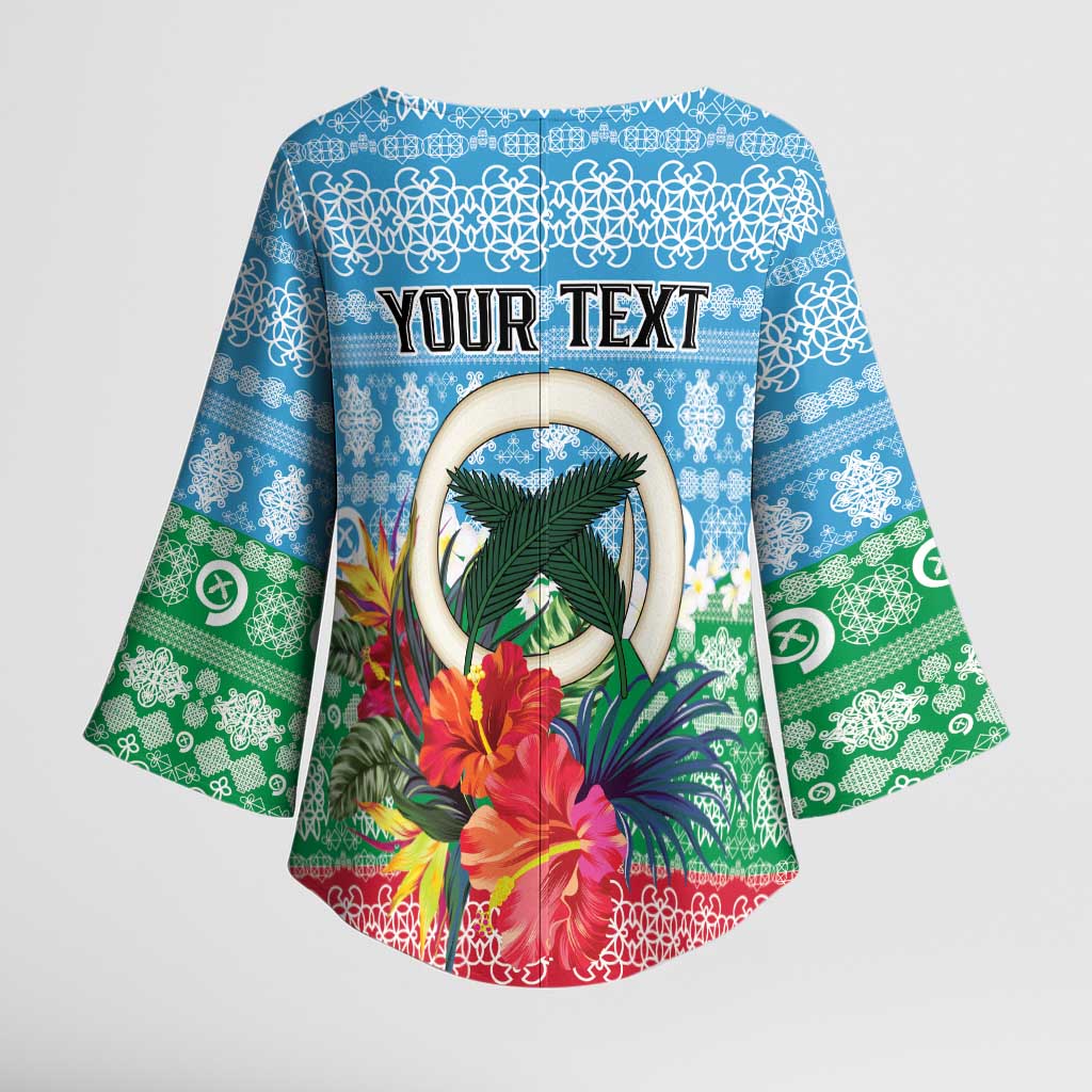 Personalised Sanma Joyeux Noel Kimono Sleeve Blouse Proud To Be a Ni-Van Sand Drawing Art - Polynesian Pride