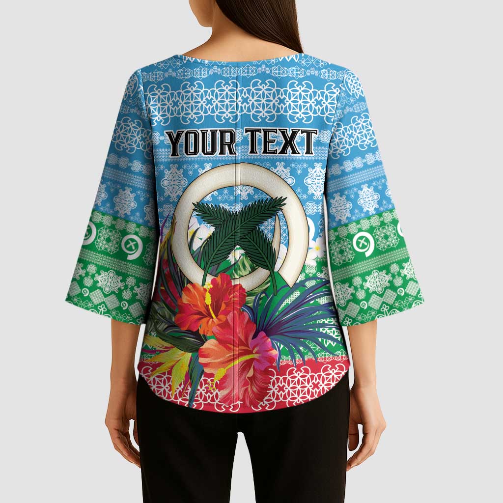 Personalised Sanma Joyeux Noel Kimono Sleeve Blouse Proud To Be a Ni-Van Sand Drawing Art - Polynesian Pride