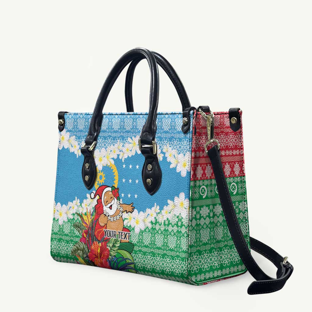 Personalised Sanma Joyeux Noel Leather Bag Proud To Be a Ni-Van Sand Drawing Art - Polynesian Pride