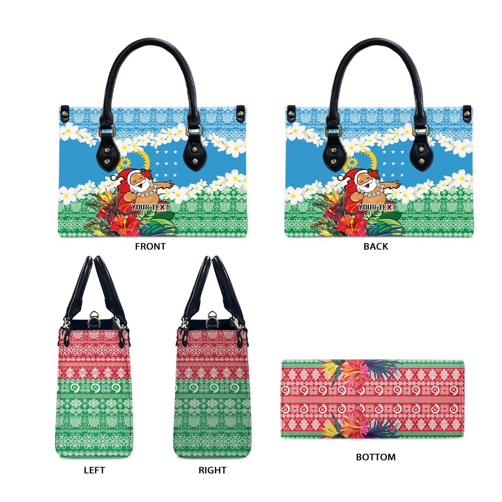 Personalised Sanma Joyeux Noel Leather Bag Proud To Be a Ni-Van Sand Drawing Art - Polynesian Pride