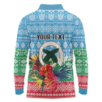 Personalised Sanma Joyeux Noel Long Sleeve Polo Shirt Proud To Be a Ni-Van Sand Drawing Art - Polynesian Pride