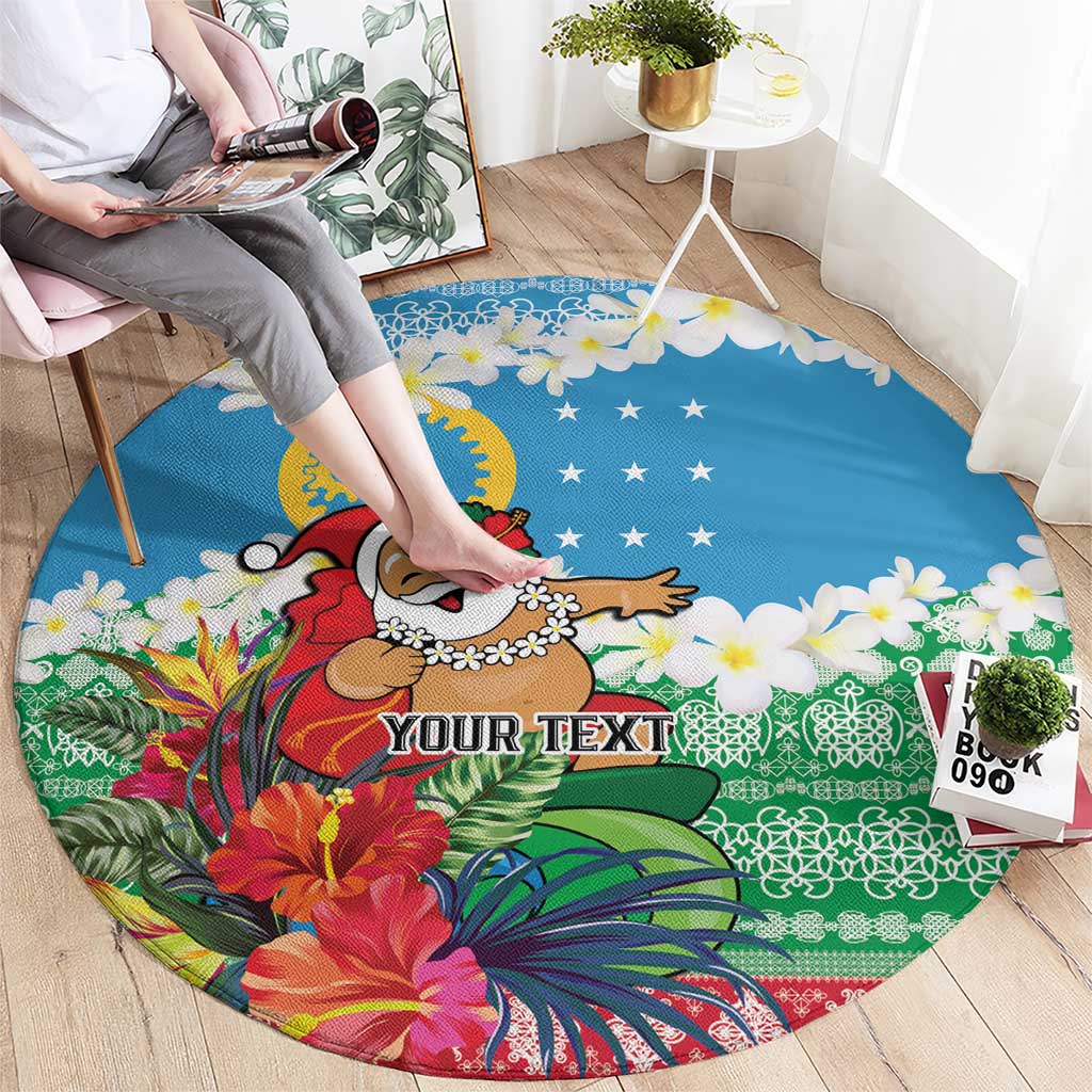 Personalised Sanma Joyeux Noel Round Carpet Proud To Be a Ni-Van Sand Drawing Art - Polynesian Pride