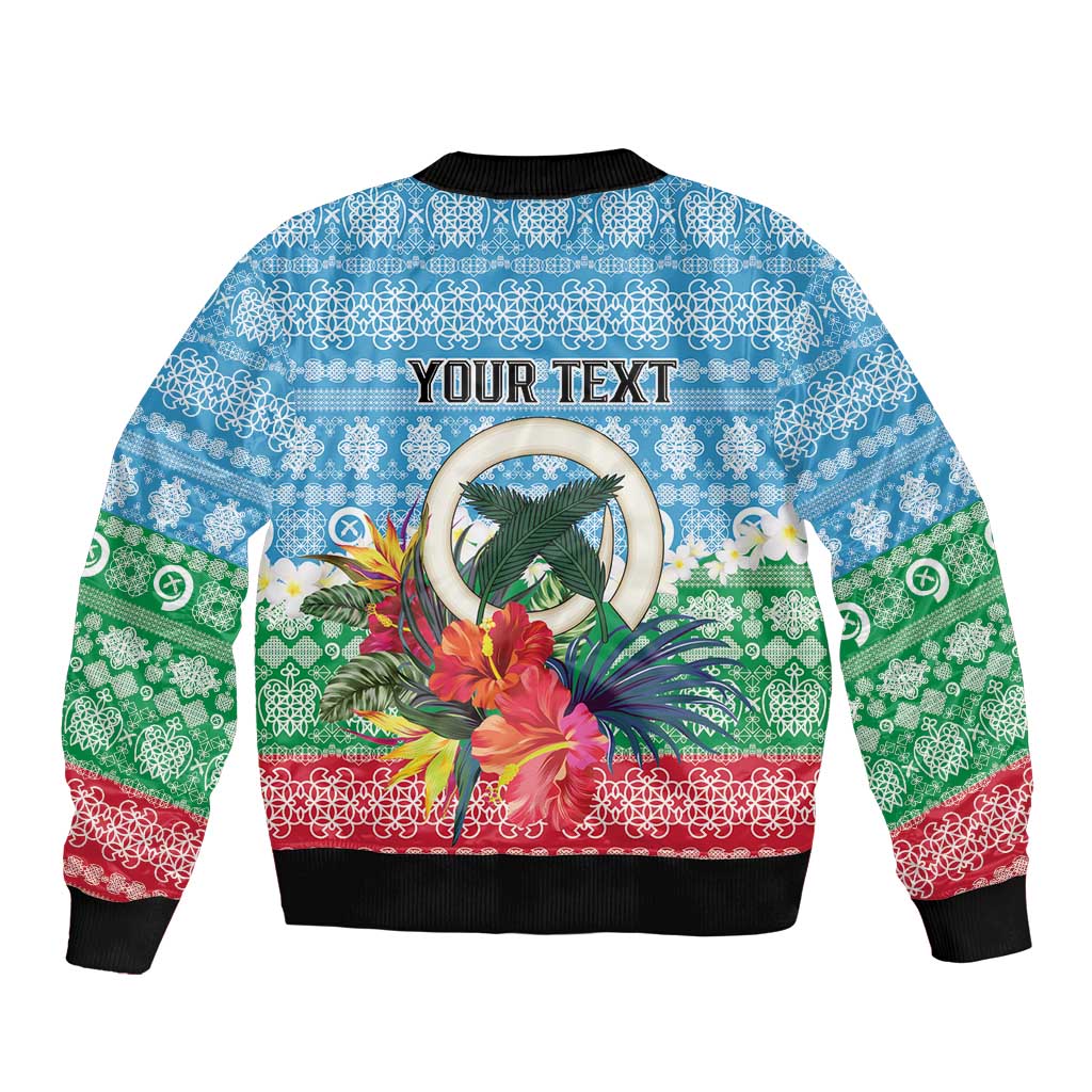 Personalised Sanma Joyeux Noel Sleeve Zip Bomber Jacket Proud To Be a Ni-Van Sand Drawing Art - Polynesian Pride