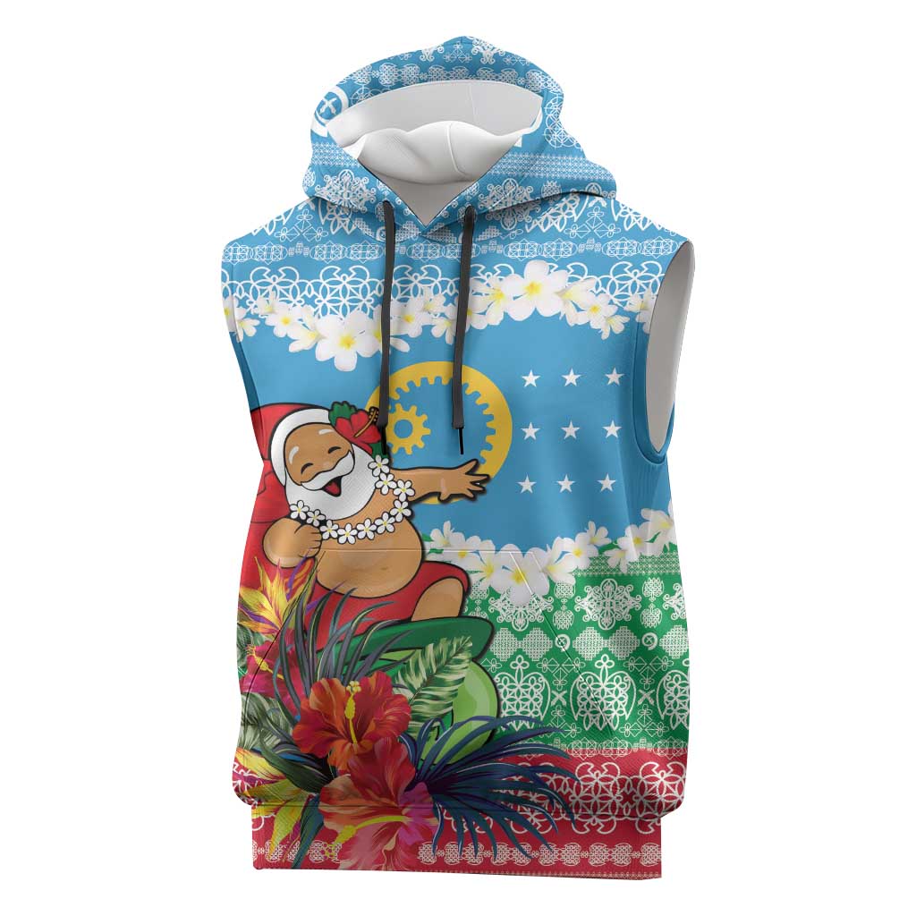 Personalised Sanma Joyeux Noel Sleeveless Hoodie Proud To Be a Ni-Van Sand Drawing Art - Polynesian Pride
