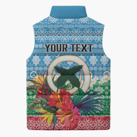Personalised Sanma Joyeux Noel Sleeveless Puffer Jacket Proud To Be a Ni-Van Sand Drawing Art - Polynesian Pride