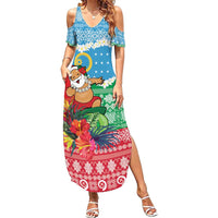 Personalised Sanma Joyeux Noel Summer Maxi Dress Proud To Be a Ni-Van Sand Drawing Art - Polynesian Pride