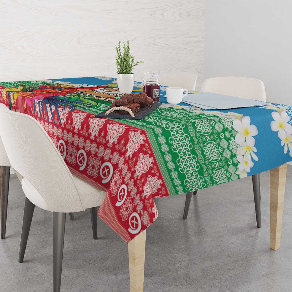 Personalised Sanma Joyeux Noel Tablecloth Proud To Be a Ni-Van Sand Drawing Art - Polynesian Pride