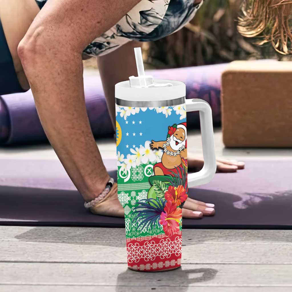 Personalised Sanma Joyeux Noel Tumbler With Handle Proud To Be a Ni-Van Sand Drawing Art - Polynesian Pride