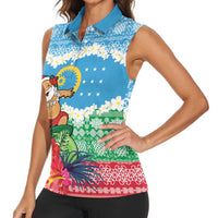 Personalised Sanma Joyeux Noel Women Sleeveless Polo Shirt Proud To Be a Ni-Van Sand Drawing Art LT9 - Polynesian Pride