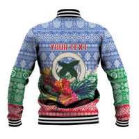 Personalised Shefa Joyeux Noel Baseball Jacket Proud To Be a Ni-Van Sand Drawing Art - Polynesian Pride