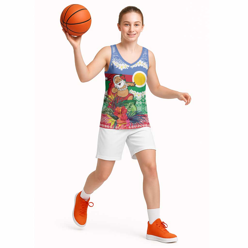 Personalised Shefa Joyeux Noel Basketball Jersey Proud To Be a Ni-Van Sand Drawing Art - Polynesian Pride